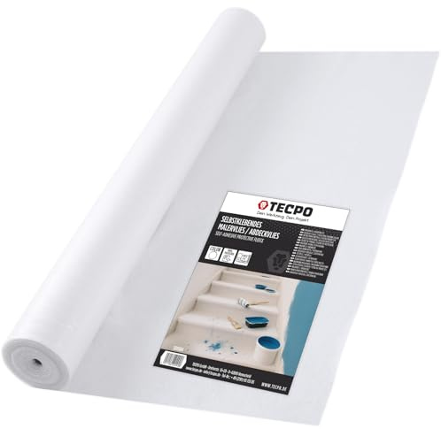 TECPO Abdeckvlies Malervlies 25m Schutzvlies 120g/m² Anti-Rutsch Vlies-Rolle selbstklebend Bodenschutz Treppenvlies