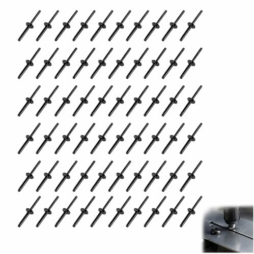 60 Pièces 4,8x25x10mm Rivets À Explosion Triple Pliage, Rivet Noirs En Aluminium, Tri Fold Exploding Pop Rivet, Aluminium Grande Bride Rivets, Noirs Rivetes À Grosse Tête Pour Industrie Automobile