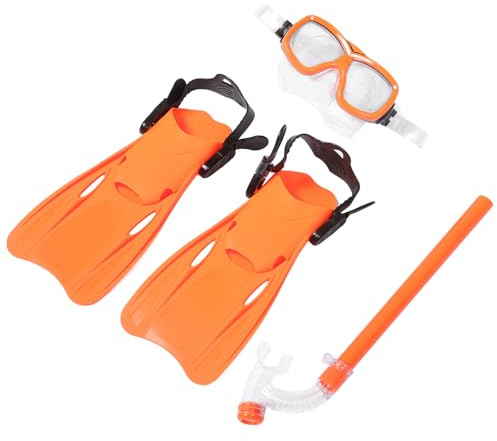 Alasum Schnorchelset für Wasserdichtem Kunststoff Schnorchelmaske und Kurzen Flossen zur Reduzierung der Kieferermüdung für Junge Mädchen Beim Schwimmen