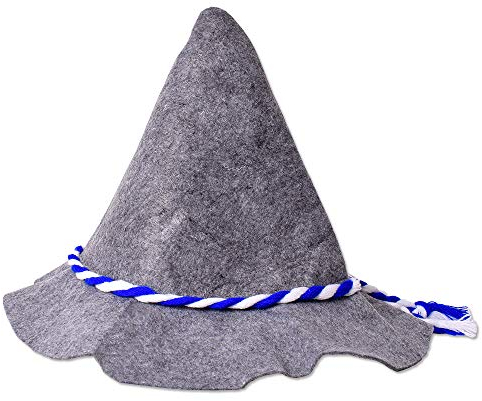 TE-Trend Seppelhut Filzhut Trachtenhut - Blau-Weiße Kordel, Ideal für Oktoberfest, Volksfeste, Wiesn, Hüttengaudi, Traditionelles Herren Outfit grau