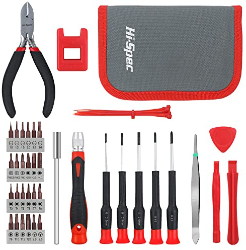 Hi-Spec Computer Tool Kit for Electronics Opening & Repair with Case | Careful device opening, neat small-part storage, fine control for repairs, 38pc included, multiple device fixes, easy