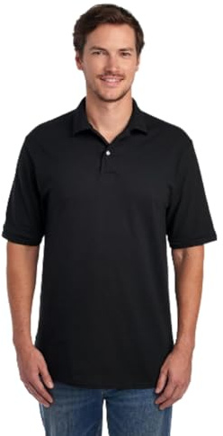 Jerzees Men's SpotShield Stain Resistant Polo Shirts (Short & Long, Short Sleeve-Black, XX-Large