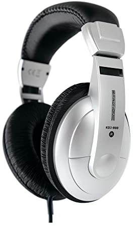 Pronomic KDJ-900 Auriculares DJ Cerrados (Auriculares DJ Cerrados, Diadema Ajustable, Incluye Adaptador) Plata/Negro