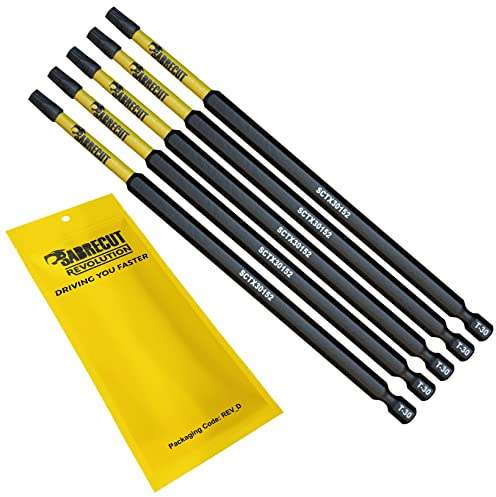 SabreCut 5pcs SCTX30152_5 152mm T30 TX30 Impact Schrauberbits Robust | Geschmiedete Präzisionsspitzen und wärmebehandelter Torsionsstahl verbessern Schlagfestigkeit und Haltbarkeit