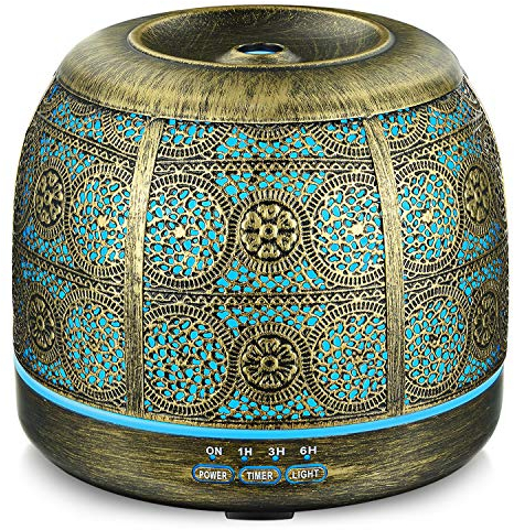 SALKING Essential Oils Diffuser, 500ml Ultrasonic Aroma Aromatherapy Diffuser Humidifier with 7 Colour Night Light, 4 Timer, Auto Shut-Off, for Home Decor, Bedroom