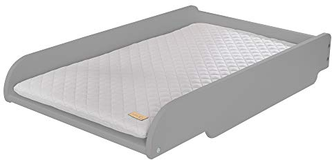 roba Wickelplatte inkl. Wickelauflage 'roba Style' - Wickeltisch zum Aufsetzen auf Babybetten & Kinderbetten 60 x 120 bis 70 x 140 cm - Holz taupe