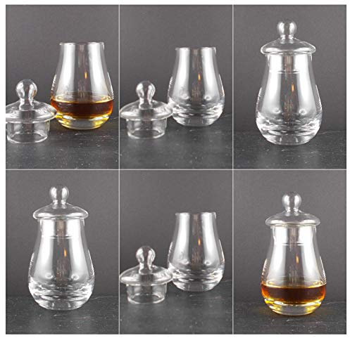 H-BO 6 Spey Dram Nosing Tasting Whisky Whiskey Gläser + 6 Glasdeckel Whisky Geschenkset Männergeschenke