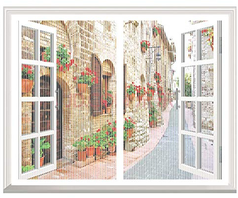 Moustiquaire Fenêtre Magnétique, Automatiquementfermé, Moustiquaire Porte sans Percer pour Couloirs, Blanc, (47x47inch)120x120cm
