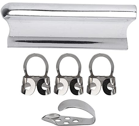 Gitarre Slide Bar Stick Picks Edelstahl Metall Rostfrei Solides Instrumentenzubehör mit 4 Plektren für Lap Steel Gitarre(Silber)