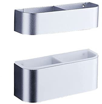 GJSN Regenschirmständer aus Metall, Regenschirmhalter, Eingangsbereich, platzsparend, Wandmontage, mit Abtropfschale, für Flur, Foyer, helles Silber/Doppelschicht