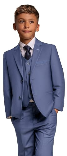 Costume habillé Slim Cavani pour garçon, Tenue de Mariage, de Bal, de Communion, Bleu Ciel, Ensemble 3 pièces Blue Jay, âge 11 années