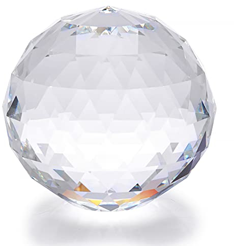 BTSKY 100mm Clear Cut Crystal Ball - Faceted Prism Suncatcher Glass Ball Gazing Sphere For Feng Shui Home Wedding Party Decoration