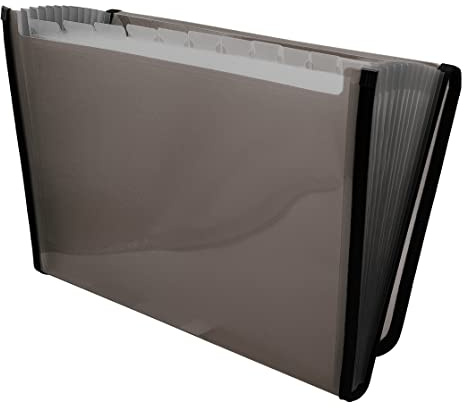 Raylu Paper® - Dragspelsdokumentsorteringsmapp med 12 fack, plastskåp för kontor med separatorer och förstärkta kanter (Grå)