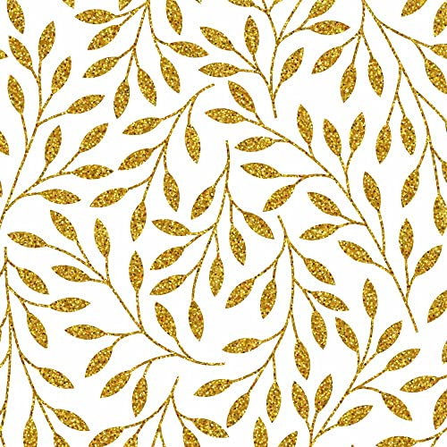 FSC große Rolle Geschenkpapier Golden Leaf 50 cm x 100 m | 70/m² Weihnachtspapier | HUTNER