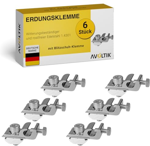 Avoltik Erdungsklemme für PV Module 6 Stück I Solar Panel Klemmen aus robustem & hochwertigem Aluminium I rostfreie & langlebige PV Erdungsklemme I praktisches Solar Zubehör mit Blitzschutz Klemme