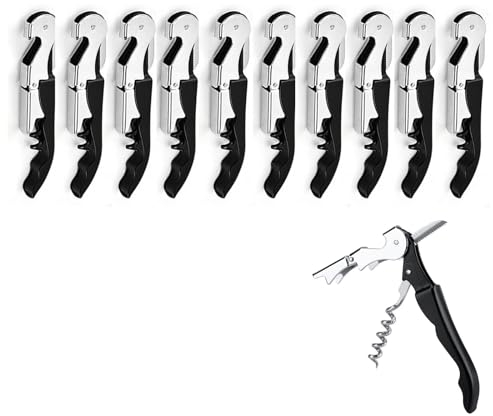 ApribotTiglie di Vino, Cavatappi Professionale Set Apribottiglie di Vino, Cerniere in Acciaio Inossidabile Chiave di Vino per Camerieri del Ristorante, Sommelier, Baristi (black 10 pieces)