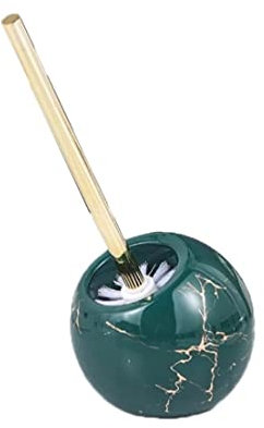 FENGJISUN Scopino WC Scovolino Bagno WC Spazzola per WC a Cupola in Ceramica e Supporto Set Spazzola per WC Decorativa da Terra con Manico Lungo per Bagno Spazzolone WC Accessori Bagno(Dark Green)