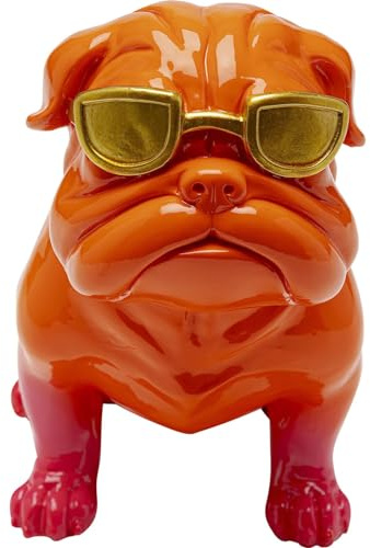 Kare Design Deko Figur Fashion Dog, Orange, 17x11x20 cm (H/B/T) | handbemalt, Deko Objekt, Hund Motiv