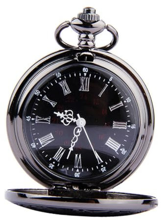 GLSTOY Runde Taschenuhr Retro Klassische Doppelanzeige Römische Ziffern Steampunk Mit Kette Für Herren
