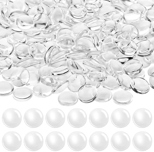 200 Stück Glasnuggets Klar, Runde Cabochons Crystal Clear Flache Rückseite Glaskuppel Fassung Flat Back Glasstein Set für DIY Schmuckherstellung 12mm