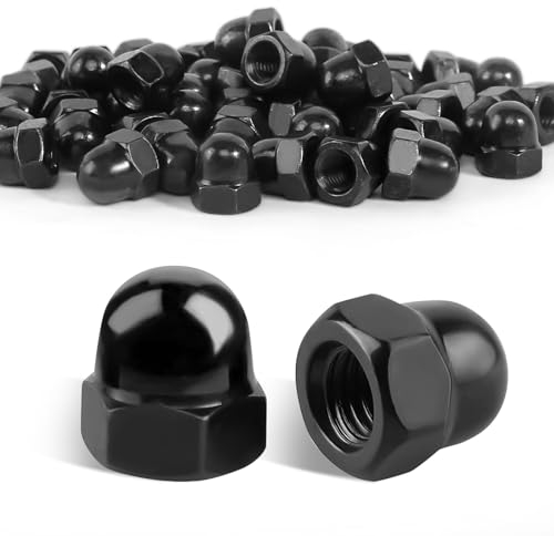 Lot de 50 écrous à chape M8 galvanisés DIN 1587 - Noirs - Écrous hexagonaux pour vis et tiges filetées