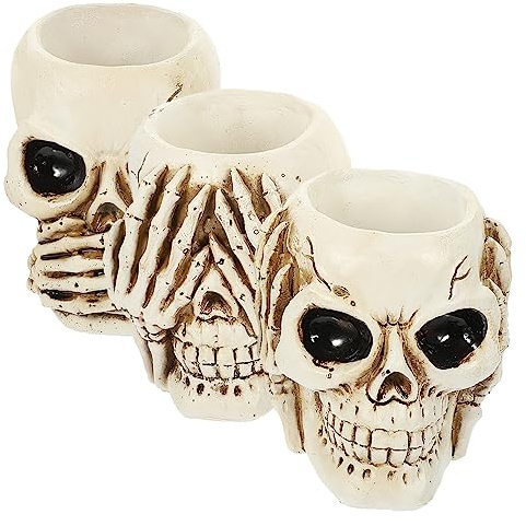 BCOATH 3piezas Macetas De Resina Forma De Calavera De Tiestos Decorativos para Suculentas y Plantas Pequeñas para Decorar Hogar Oficina y Jardín