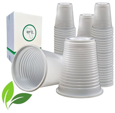 RFD - 1000 Bicchieri Plastica Bianchi 200 ml - Monouso per Acqua, Bevande, Vino - Resistenti e Versatili - Confezione da 10x100 Pezzi