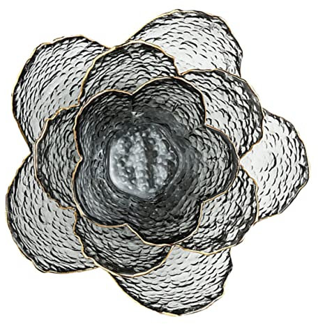 Amosfun 3pcs Gold Rimmed Glass Bowl Flower Design Salad Soup Pasta Dessert Bowl Easy Clean