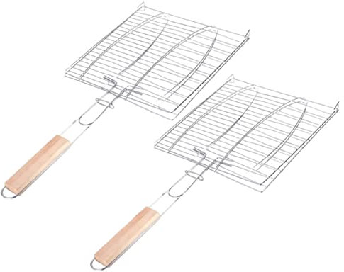 Cabilock 2stücke Grill Korb Für Fisch Und Fleisch Mit Sicherem Griff Und Glatter Oberfläche Leicht Zu Reinigen Für Outdoor-Grillen Camping Und