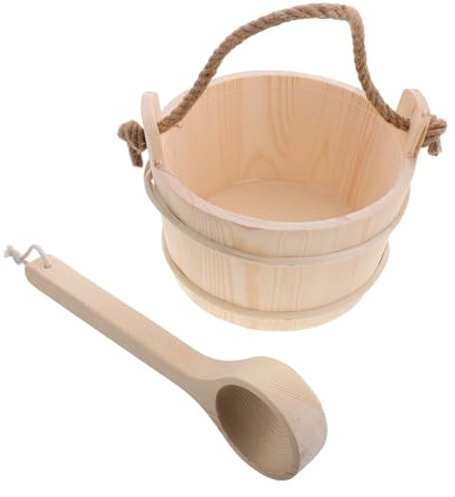 KONTONTY Kit De Sauna Relaxant avec Seau en Bois Et Louche Kit De Fournitures pour Bain De Vapeur
