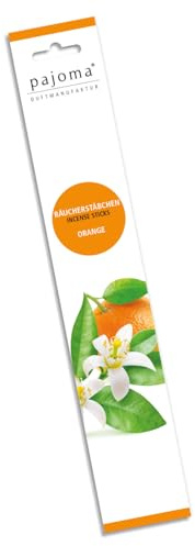 pajoma® Lot de 10 bâtonnets d'encens orange - 28 cm - Dans un emballage décoratif