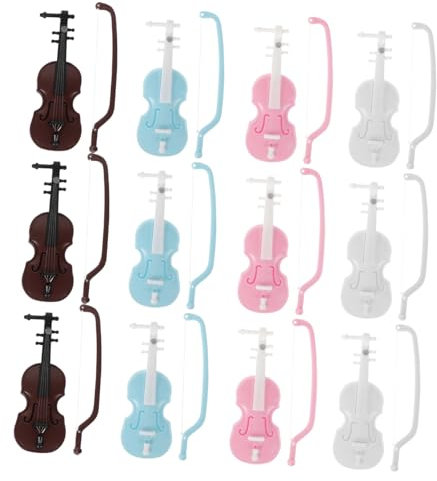 KOMBIUDA 20stücke Mini-geigen-Modell Aus Plastik Exquisiter Schmuck Für Puppenhäuser Mini-musikinstrumente Haushaltsinstrumentenmodell Für Mini-Haus-Dekoration Detailreich Und