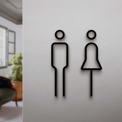 Toilettenschild für Männer und Frauen, WC schild selbstklebend, Toilettensymbol Schild für Hotel, Acryl WC türschild, Toilettentürschild, Beschilderung für Toiletten und öffentliche Bereiche
