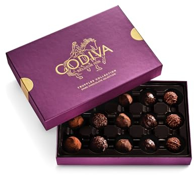 Godiva Dark Chocolate Belgian Truffles Gift Box, Gourmet, 15 Pc | Belgian dark chocolate truffles, Ganache & praline centers, Kosher, Purple gold-accent box, Gift-ready