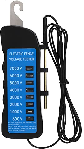 CYTGOUPER Tragbarer Elektrozaun Weidezaun Prüfgerät, 600-7000v Messbereich Zaunprüfer Weidezaun,Weidezaun Messgerät mit 8 Neon Anzeigeleuchten für Landwirtschaft und Viehgehege