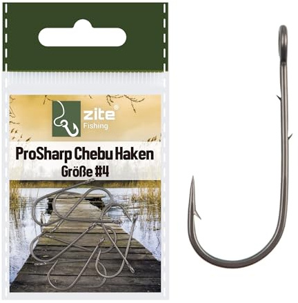 Zite Fishing ProSharp Chebu Haken | 10 Stück je Größe | Größen #4#6#8 | Teflonbeschichtet mit Baitholder-Spikes | Für Cheburashka Rigs & Raubfisch-Angeln | Angelhaken für Barsch Zander Hecht