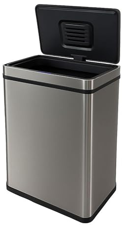 Cubo de Basura de 50L color Metálico en Acero inoxidable con Sensor automático y Filtro antiolor 54cm altura