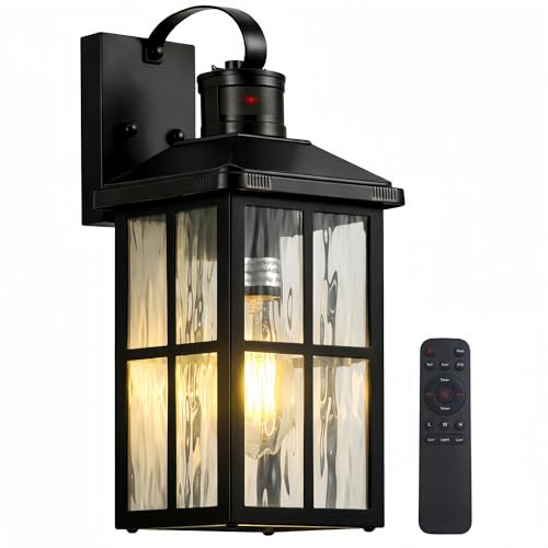 Hebangya Motion Sensor Outdoor Porch Light: Dusk to Dawn Weatherproof Exterior Wall Lights Fixture, Black Outside Coach Lamp for House Garage Patio Front Door