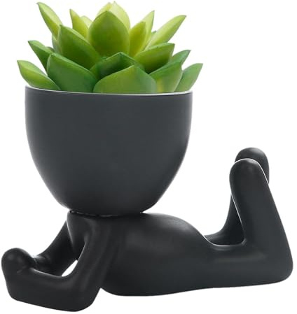 Maceta de cabeza de maceta de cara | Mini macetas suculentas de cerámica para interiores con agujeros | Macetas decorativas con forma humana para mini plantas, plantas de aire, suculentas, helechos