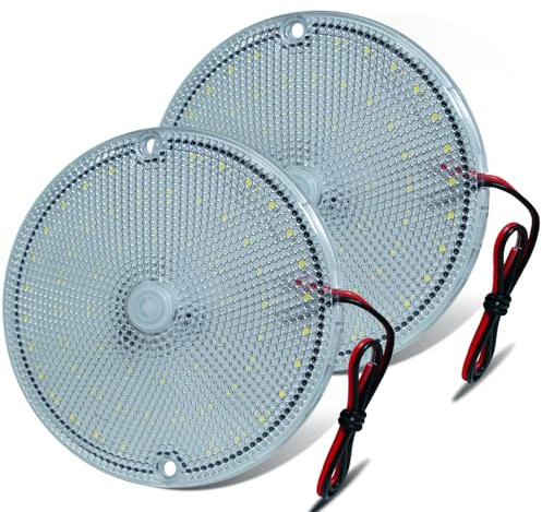 AURORIONCG 12V LED Wohnmobil Innenleuchte, DC 9-85V Deckenlampe Camper 2er | DC 9-85V Breitspannung; 0W Standby, mechanischer Schalter; Alu-Kühlung; 0,9cm ultra-flach; 2er Set mit Schrauben/Kleber