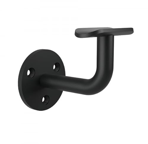 Handlaufhalter Edelstahl Handlaufträger Halter Treppen Handlauf Schwarz RAL 9005 Black Wandhalter Holz Holzhandlauf Edelstahlrohr Rohr 42,4 mm Geländer Rund Feinstruktur Treppengeländer matt