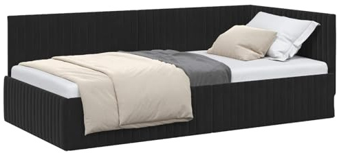 vidaXL Eckbettgestell mit Kopfteil Schwarz 100 cm x 200 cm Samt