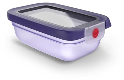EMSA oneClick Frischhaltedose, verschlossen mit nur 1 x Klick, Lebensmittel 2 x länger frisch, 100% dicht, Made in Germany, 0,5L, gefrier-, mikrowellen- und spülmaschinengeeignet, violett, N1210300