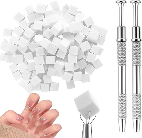 Sekfpnk Pack med 150 nagelkonstsponge med 2 stycken metallinfluensor, sponge nagelborste, manikyrtillbehör för kan skapa olika gradient mönster för nagelkonst