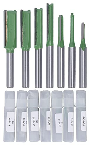 Juego de brocas para enrutador recto, 7 piezas, vástago redondo de carburo de tungsteno, kit de fresas para carpintería para madera blanda, madera dura, herramientas de corte de