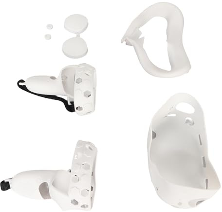Acouto Ensemble de Housses en Silicone de 5 Pouces pour 2, Comprend Une Housse de Contrôleur, Coque VR, Shakes Stick Blanc, Conçu pour Protéger (White)