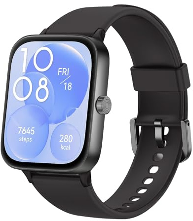 Montre Connectée Homme Femme avec Appel Bluetooth, 1,95 Smartwatch Fitness Tracker avec Sommeil Cardiofréquencemètre, 140+ Modes Sportifs, IP68 Étanche pour Android iOS Noir Cadeau Saint Valentin