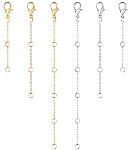 hommova 6Pcs Necklace Extender, Silver Gold Chain Extension for Necklace Bracelet Anklet