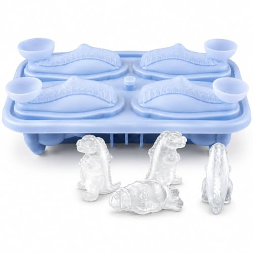 3D Dinosaur Ice Cube Tray, 1 Piece Large Silicone Ice Mould for Whisky | Large dinosaur ice shapes for cocktails, soft drinks, juice and fun frozen treats