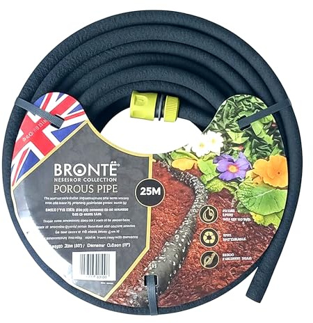 25m Soaker Hose Irrigation Kit for Garden Watering, Porous Leaky Pipe Drip Irrigation System with Tap Connector, Recycled Rubber for Vegetable Patches, Raised Beds, Borders and Hedges